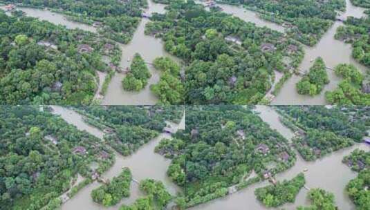 中国扬州瘦西湖景区航拍高清在线视频素材下载