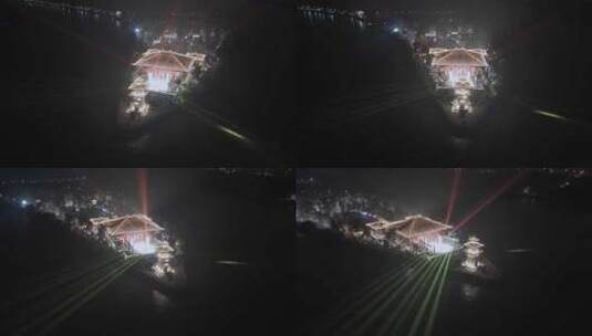 航拍上海浦江之首灯光秀高清在线视频素材下载