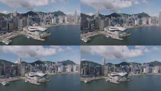 航拍香港会展中心高清在线视频素材下载