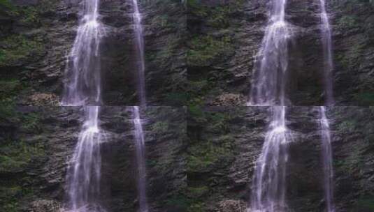 森林高山流水瀑布山水自然风景山峰岩石流水高清在线视频素材下载