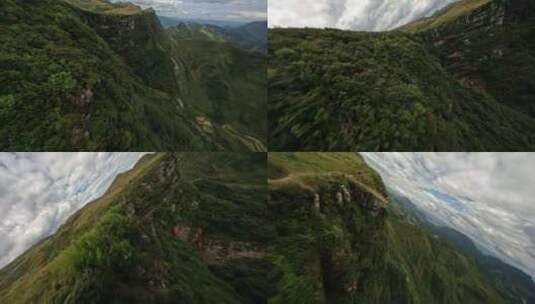 穿越机贵州山间悬崖飞行航拍4K高清在线视频素材下载