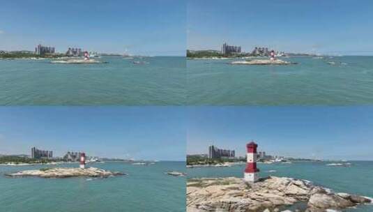 福建省泉州市石狮黄金海岸景区海景航拍高清在线视频素材下载