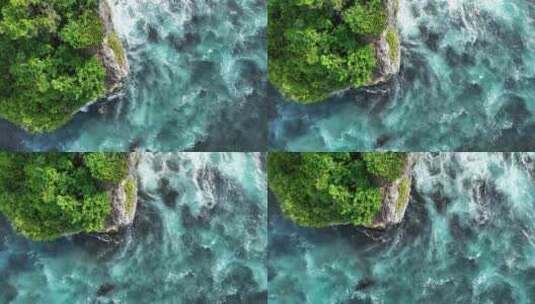 航拍印度尼西亚巴厘岛热带雨林和绿松石大海高清在线视频素材下载