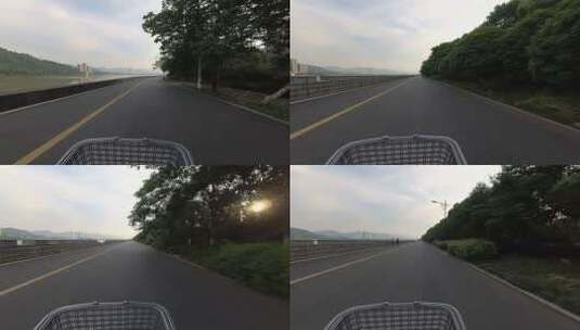 富春江边骑车漫步，分辨率1440P60帧高清在线视频素材下载