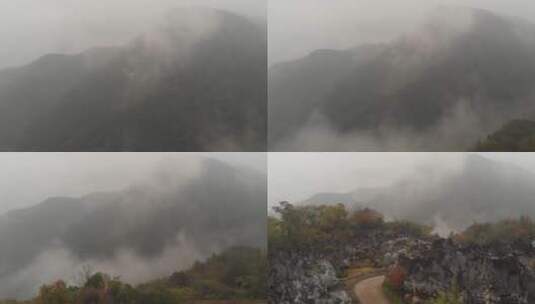 航拍千岛湖石林起雾高清在线视频素材下载