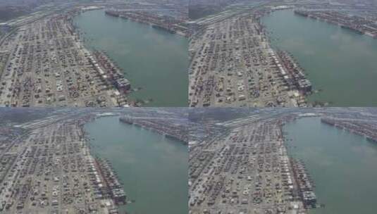货运港口码头航拍原始素材高清在线视频素材下载