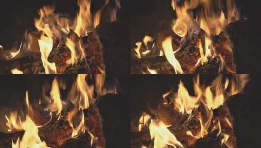 燃烧的木头特写镜头高清在线视频素材下载