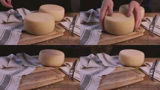 特写拿起奶酪高清在线视频素材下载