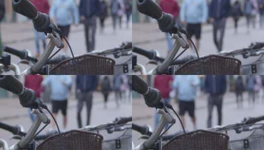 自行车把手的滑动特写镜头高清在线视频素材下载