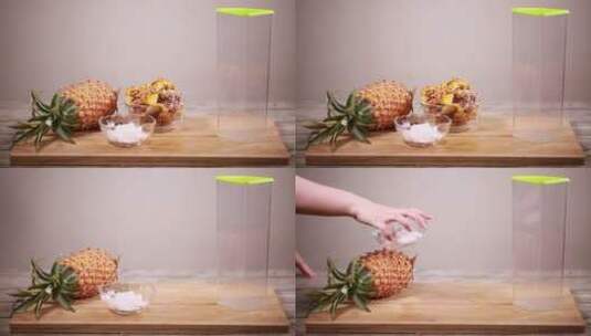 密封罐菠萝皮酿造菠萝酒高清在线视频素材下载