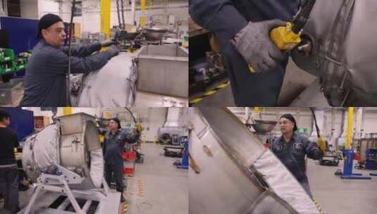 微涡轮机在1号工厂组装和焊接高清在线视频素材下载