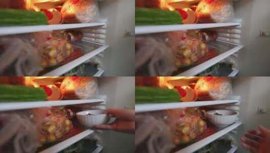 冰箱里塞满各种食材高清在线视频素材下载