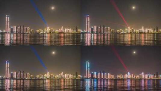 湖北武汉城市夜景灯光秀延时摄影高清在线视频素材下载