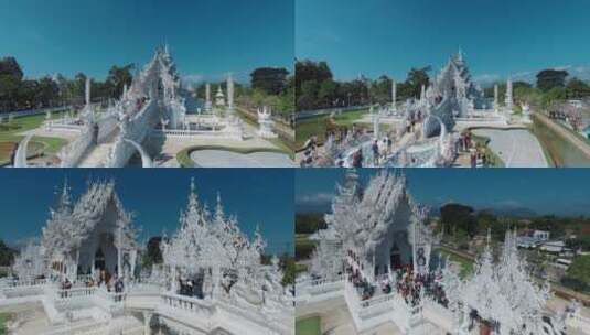 泰国旅游视频泰国清莱灵光寺白庙全景高清在线视频素材下载