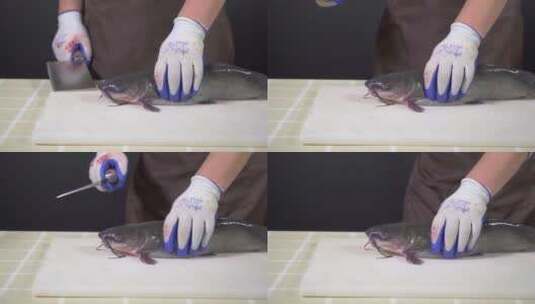火锅清江鱼美食制作过程杀鱼展示高清在线视频素材下载