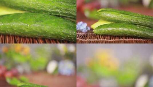 【镜头合集】有机蔬菜鲜嫩黄瓜高清在线视频素材下载