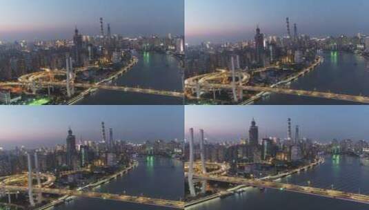 上海南浦大桥望外滩陆家嘴航拍4K高清在线视频素材下载