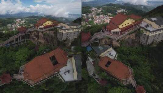 九华山东崖禅寺航拍高清在线视频素材下载