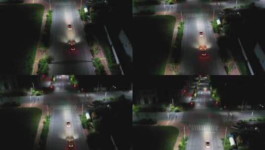 夜晚十字路口的跑车高清在线视频素材下载