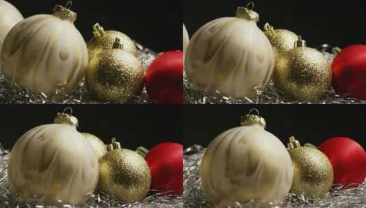 金色和红色圣诞装饰品高清在线视频素材下载
