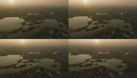 成都东安湖航拍城市景观高清在线视频素材下载