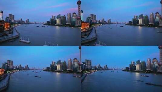 上海傍晚蓝调高清在线视频素材下载
