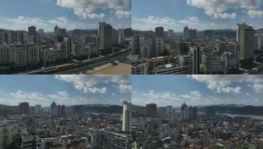 广西梧州城市蓝天白云航拍高清在线视频素材下载