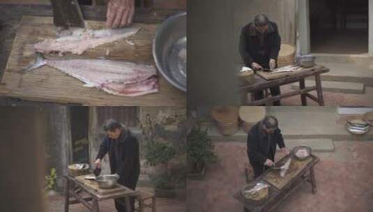 刮鱼肉做手工鱼糜高清在线视频素材下载
