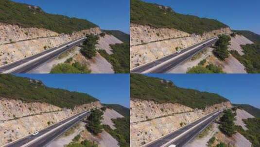 山腰道路交通航拍高清在线视频素材下载