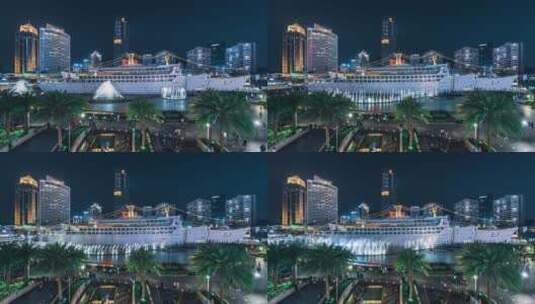 深圳海上世界繁华夜景延时视频高清在线视频素材下载