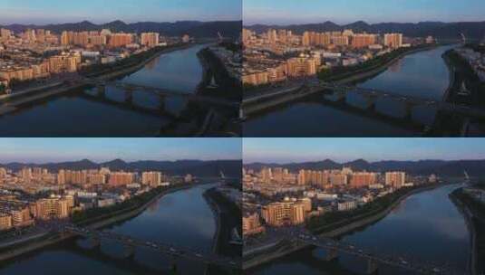 景德镇珠山大桥航拍风景高清在线视频素材下载