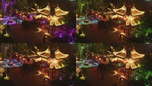 武汉地标旅游5A级景区黄鹤楼公园夜景高清在线视频素材下载