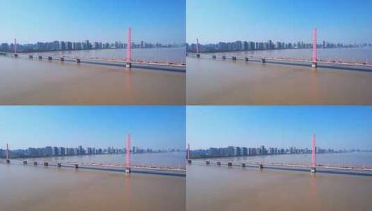 杭州西兴大桥航拍高清在线视频素材下载