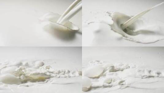 倒入飞溅的牛奶高清在线视频素材下载