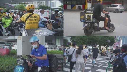 广州都市生活外卖奋斗拼搏美团骑手高清在线视频素材下载