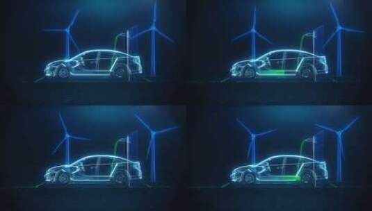 科技感新能源电动车充电演示动画高清在线视频素材下载