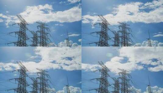 电塔南方电网高压线延时蓝天白云高清在线视频素材下载