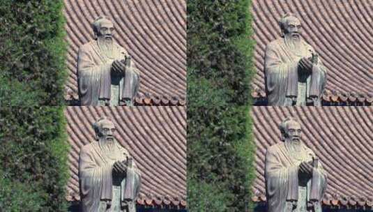 4K实拍北京国子监孔庙内孔夫子雕像塑像高清在线视频素材下载