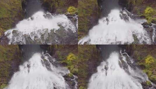 奔腾的瀑布景观鸟瞰高清在线视频素材下载