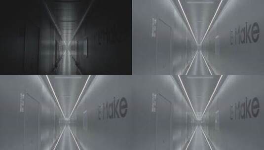 未来 科技感 工厂 实验室 隧道 LED 灯带高清在线视频素材下载