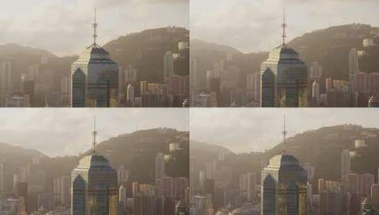 香港航拍港岛大景清晨日出高清在线视频素材下载