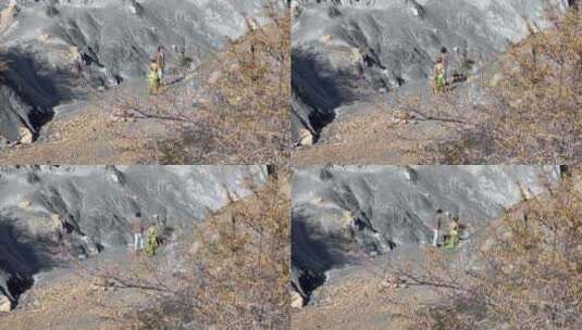 八美糜棱岩高原石林情侣拍婚纱写真3高清在线视频素材下载