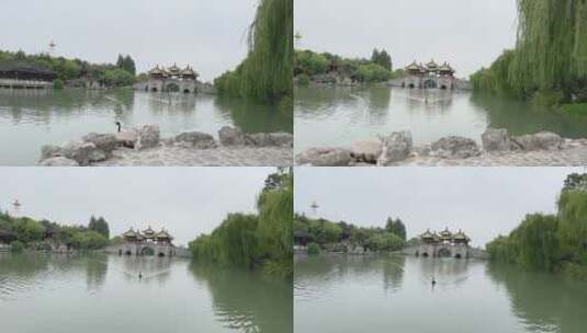 4k 扬州瘦西湖中式园林景观高清在线视频素材下载