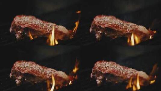 碳烤牛排的画面特写高清在线视频素材下载