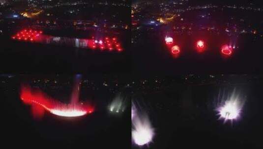 上津古镇大型喷泉投影秀水上水幕表演6高清在线视频素材下载