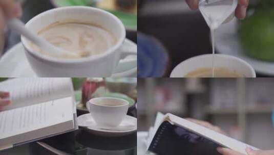 喝咖啡 看书 喝咖啡看书高清在线视频素材下载