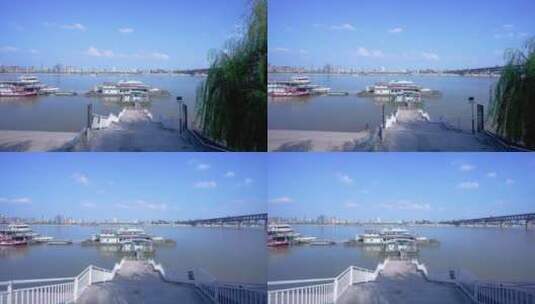 武汉汉阳江滩公园晴川码头4K视频高清在线视频素材下载
