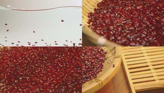 红豆赤小豆五谷杂粮粗粮水中入水升格高清在线视频素材下载