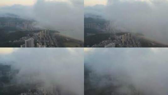 朦胧中云雾下的城市高清在线视频素材下载