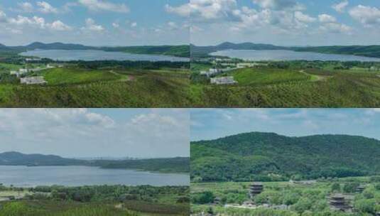 棋盘山秀湖和关东影视城风景高清在线视频素材下载